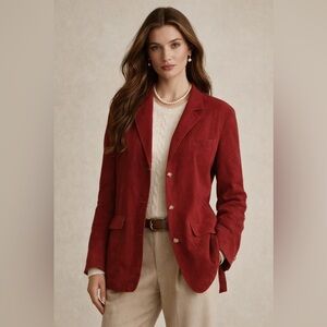 Vintage L.L. Bean Vintage Linen & Cotton  Red Blazer Size 14